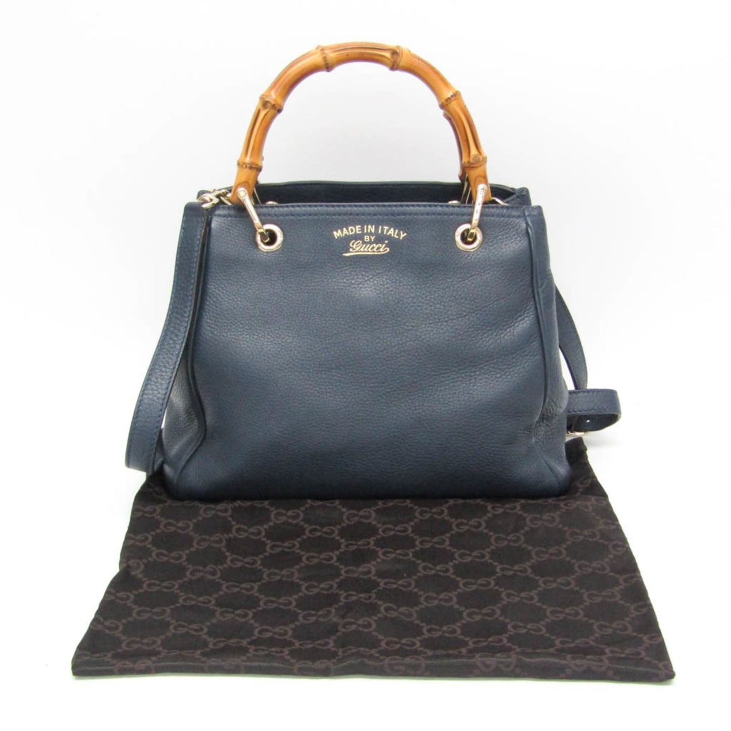 Gucci Bamboo Shopper Tote Leather, Blue, Leather, Tote Bag