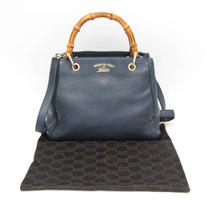 Gucci Bamboo Shopper Tote Leather, Blue, Leather, Tote Bag