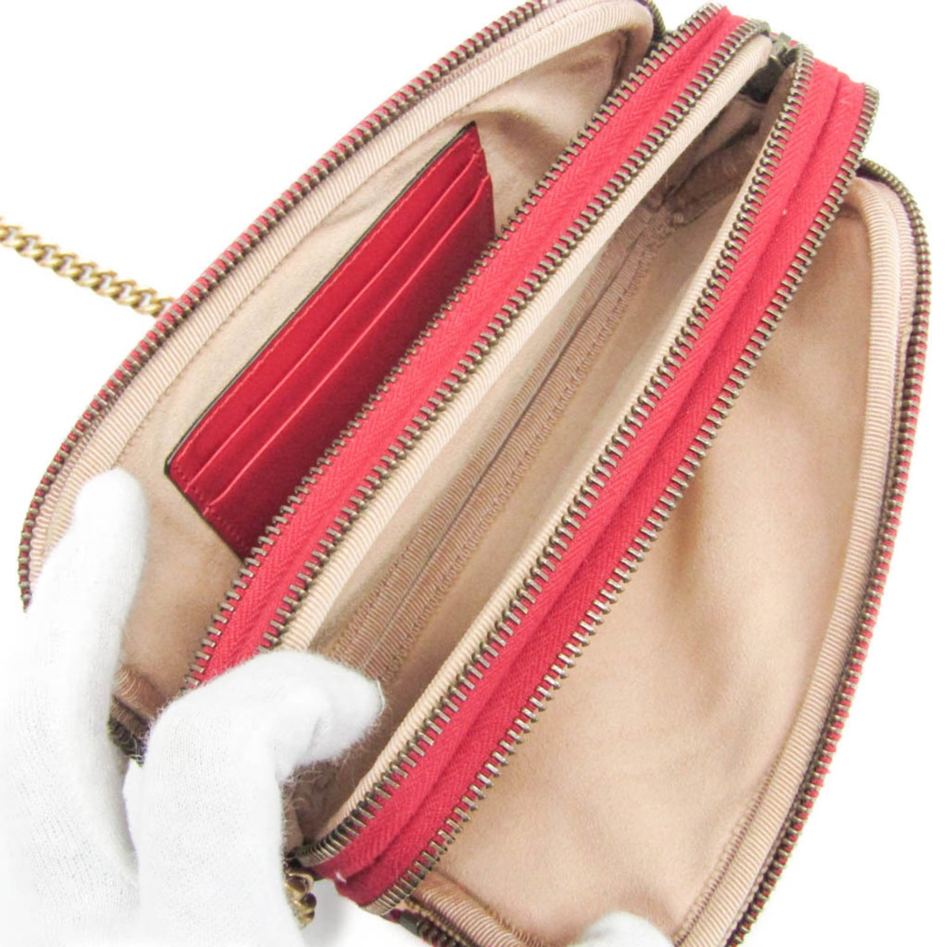 Gucci GG marmont Black leather, Red, Leather, Shoulder Bag