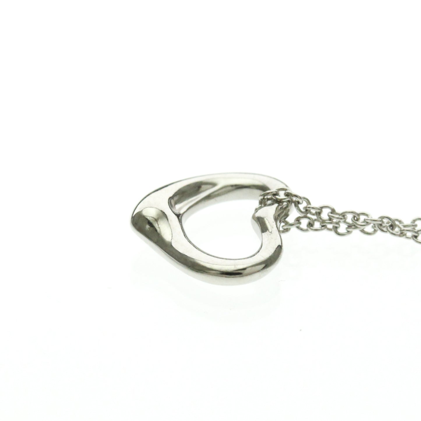 Tiffany & Co. Elsa Peretti Open Heart Pendant Necklace Platinum, Silver, Platinum, Necklace