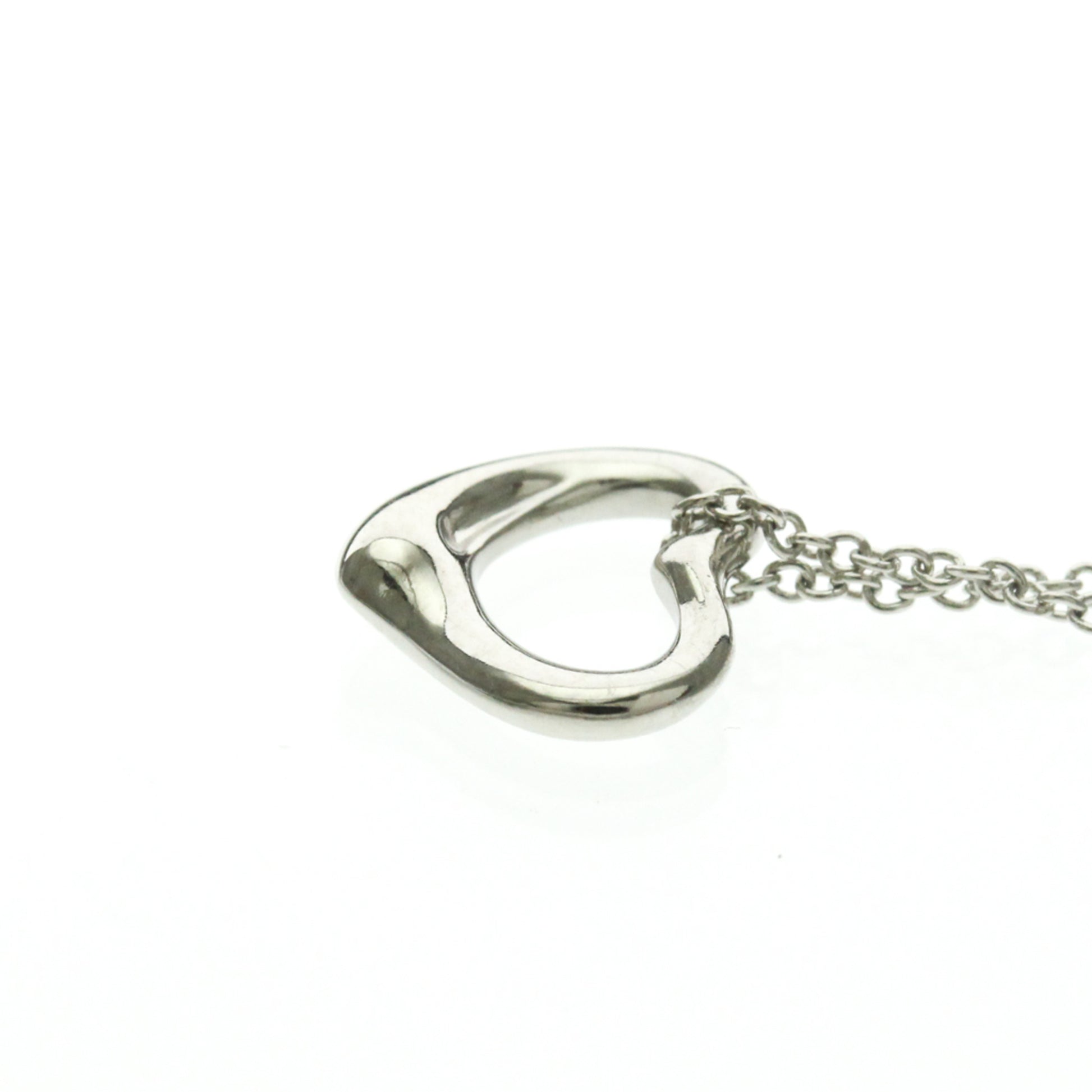 Tiffany & Co. Elsa Peretti Open Heart Pendant Necklace Platinum, Silver, Platinum, Necklace