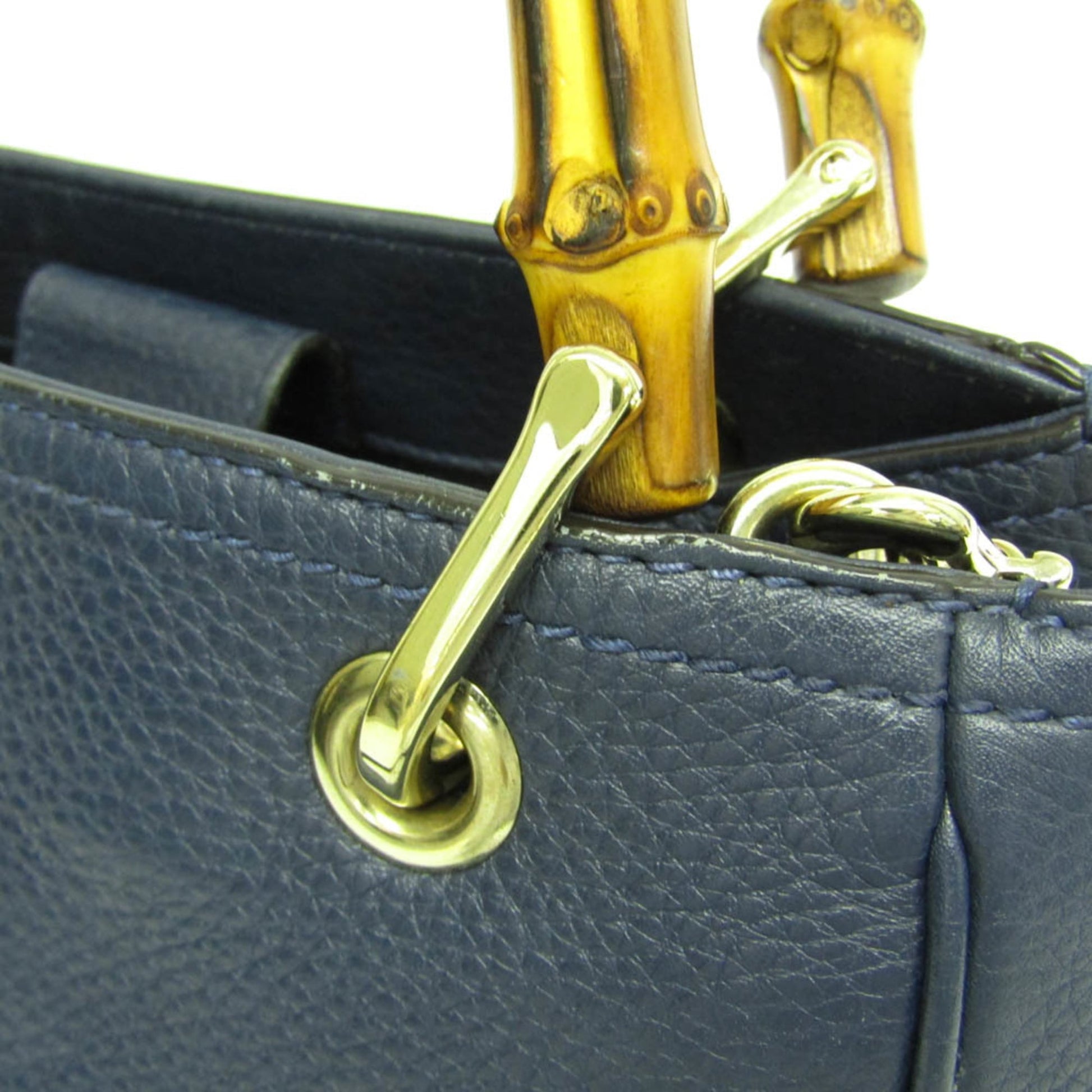 Gucci Bamboo Shopper Tote Leather, Blue, Leather, Tote Bag