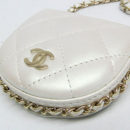 Chanel Chain Around Coin Purse with Chain Quilted Caviar, White, Leather, Shoulder Bag
