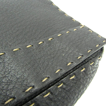 Fendi Selleria Messenger Bag Leather, Black, Leather, Shoulder Bag