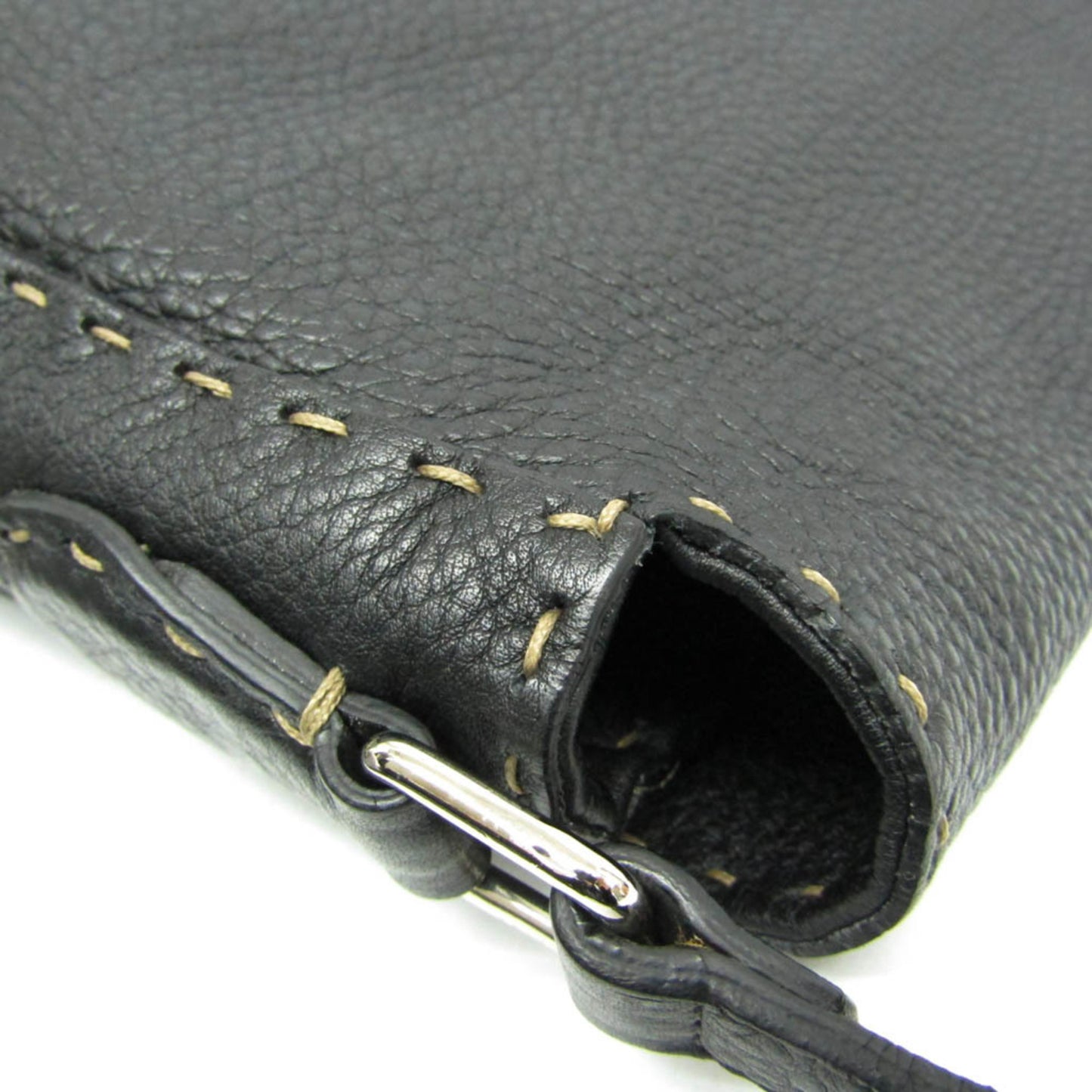 Fendi Selleria Messenger Bag Leather, Black, Leather, Shoulder Bag