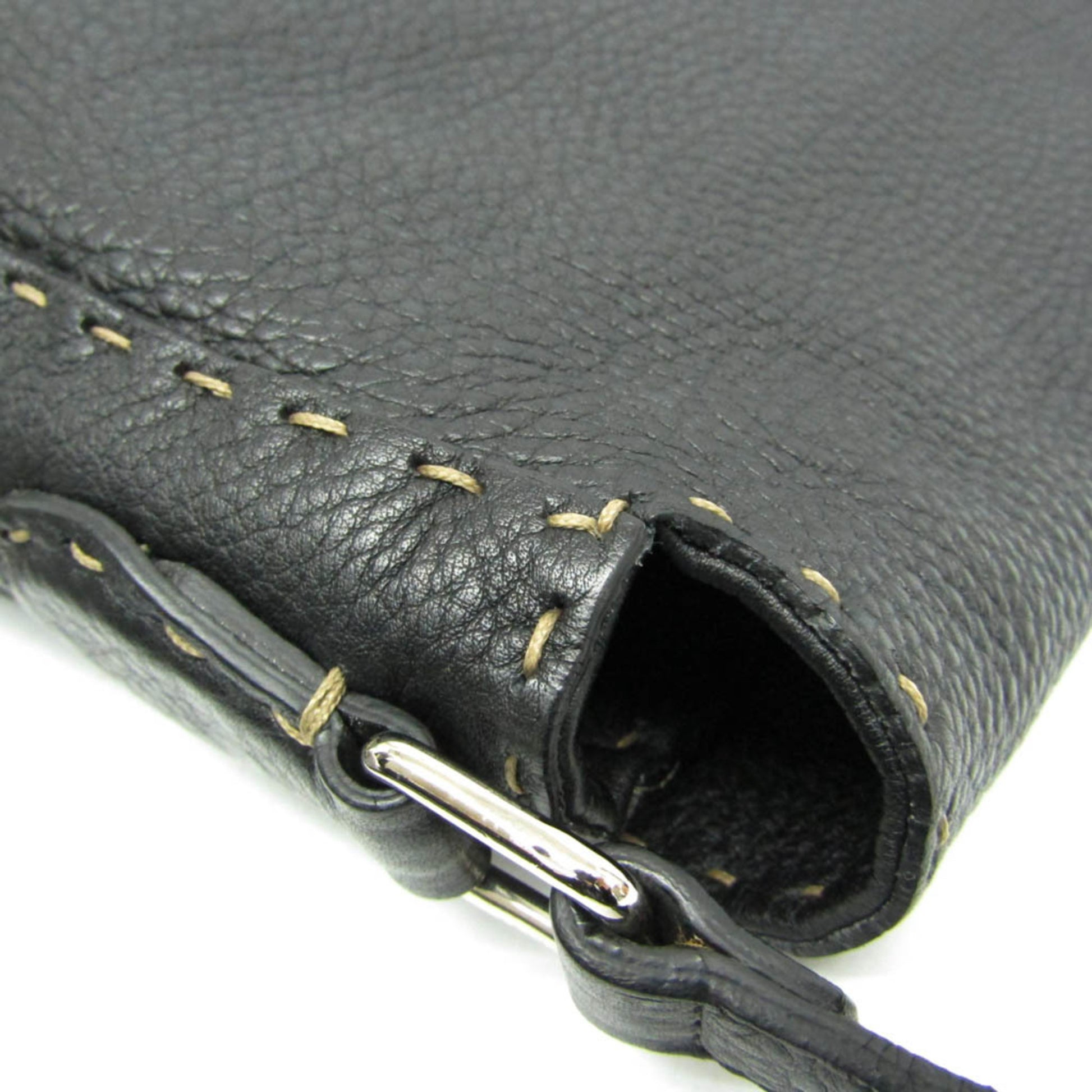 Fendi Selleria Messenger Bag Leather, Black, Leather, Shoulder Bag