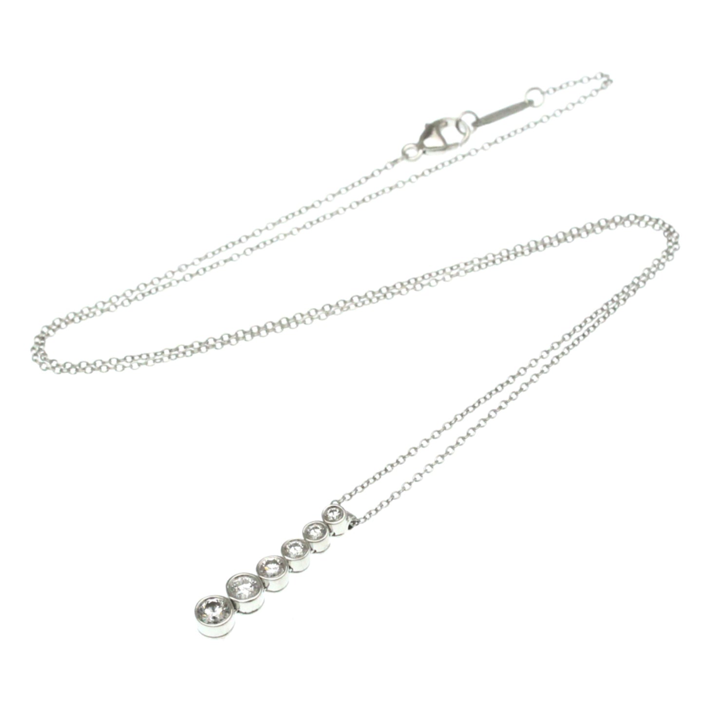 Tiffany & Co. Jazz Graduated Drop Pendant Necklace Platinum and Diamonds, Silver, Platinum, Necklace