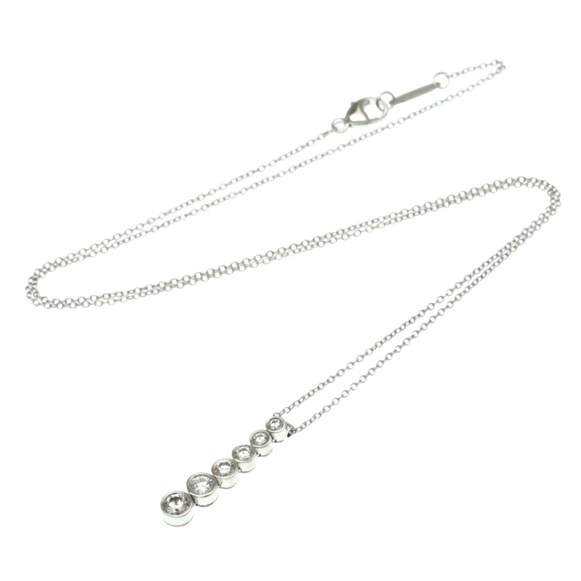 Tiffany & Co. Jazz Graduated Drop Pendant Necklace Platinum and Diamonds, Silver, Platinum, Necklace