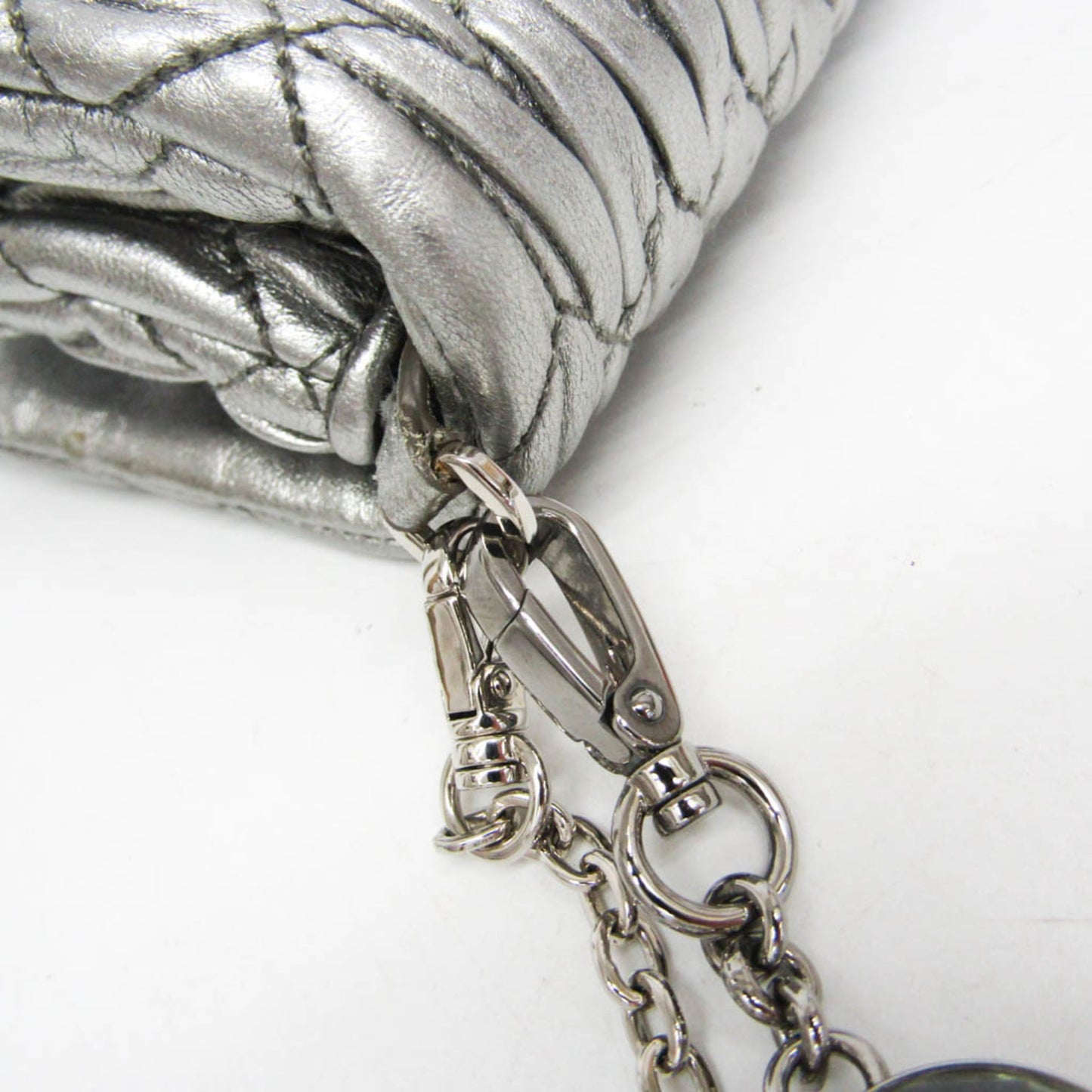 Miu Miu Crystal Clutch Matelasse Leather, SILVER, LEATHER, Shoulder bag