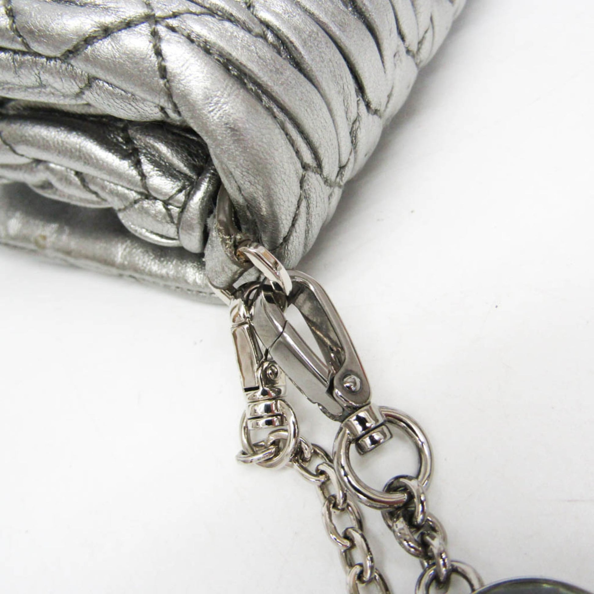 Miu Miu Crystal Clutch Matelasse Leather, SILVER, LEATHER, Shoulder bag