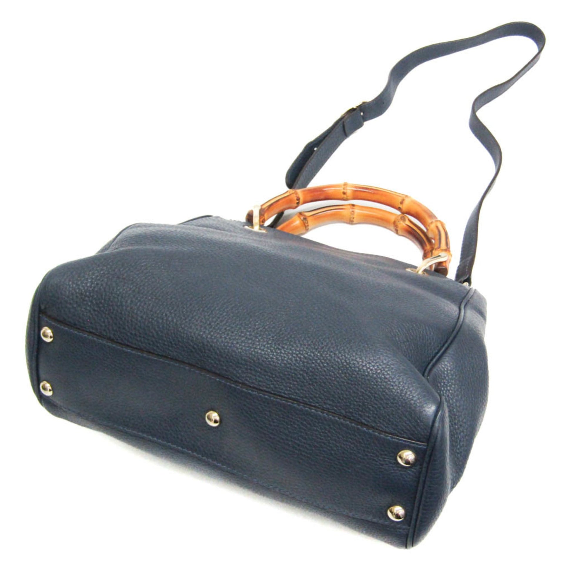 Gucci Bamboo Shopper Tote Leather, Blue, Leather, Tote Bag
