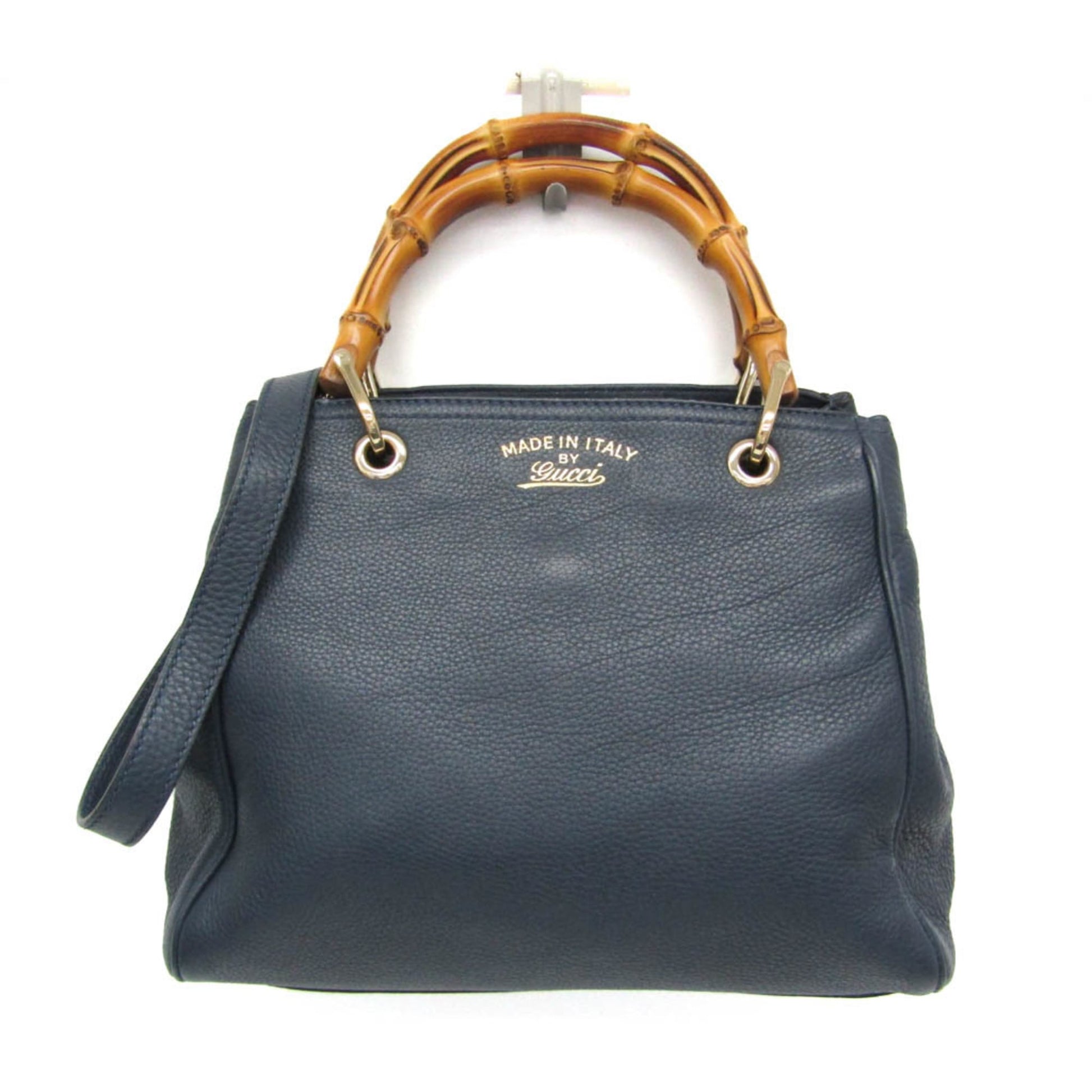 Gucci Bamboo Shopper Tote Leather, Blue, Leather, Tote Bag