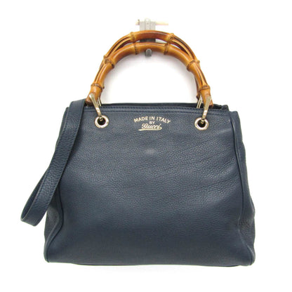 Gucci Bamboo Shopper Tote Leather, Blue, Leather, Tote Bag