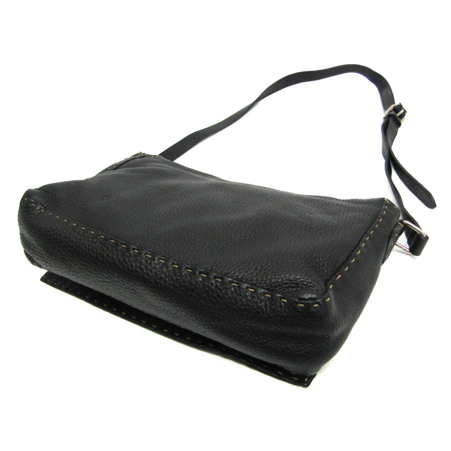 Fendi Selleria Messenger Bag Leather, Black, Leather, Shoulder Bag