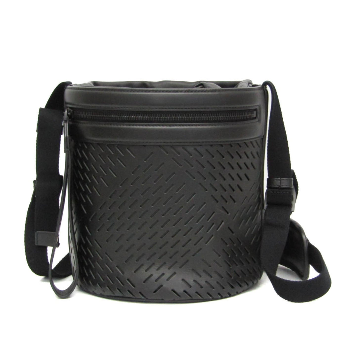 Bottega Veneta Paper Bucket Bag Perforated Leather, Black, Leather, Shoulder Bag