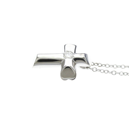 Tiffany & Co. Etoile Cross Pendant Necklace 18K White Gold with Diamonds, Silver, White Gold, Necklace