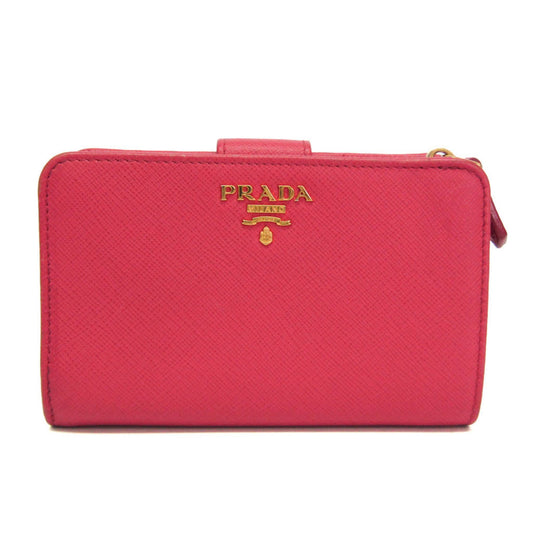 Prada Tab Bifold Wallet Saffiano Leather, Pink, Leather, Wallet