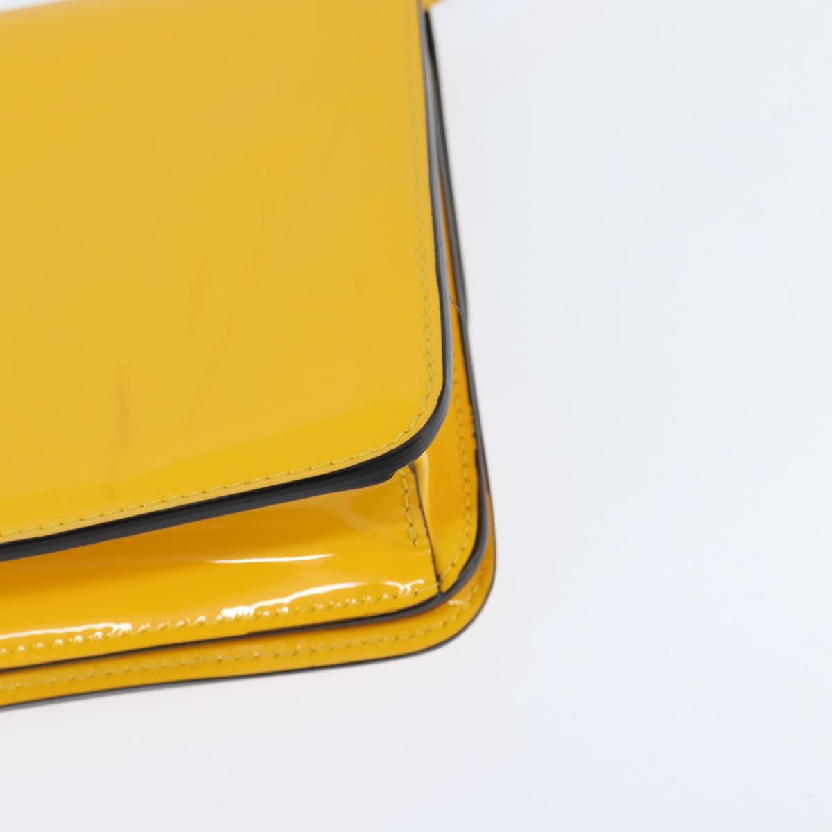 Fendi Curligraphy Shoulder Enamel Yellow Silver, YELLOW, PATENT_LEATHER, Shoulder bag