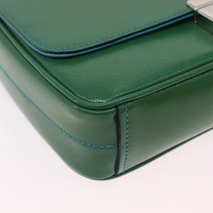 Prada Sound Chain Saffiano Leather, Green, Leather, Shoulder Bag