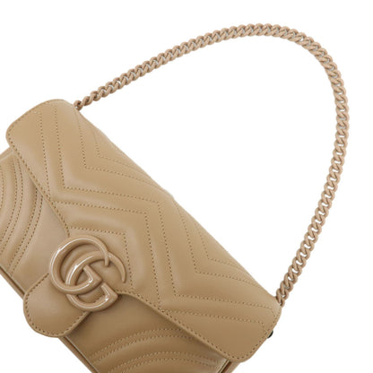 Gucci GG Marmont Monochrome Chain Matelasse Leather, Beige, Leather, Crossbody Bag