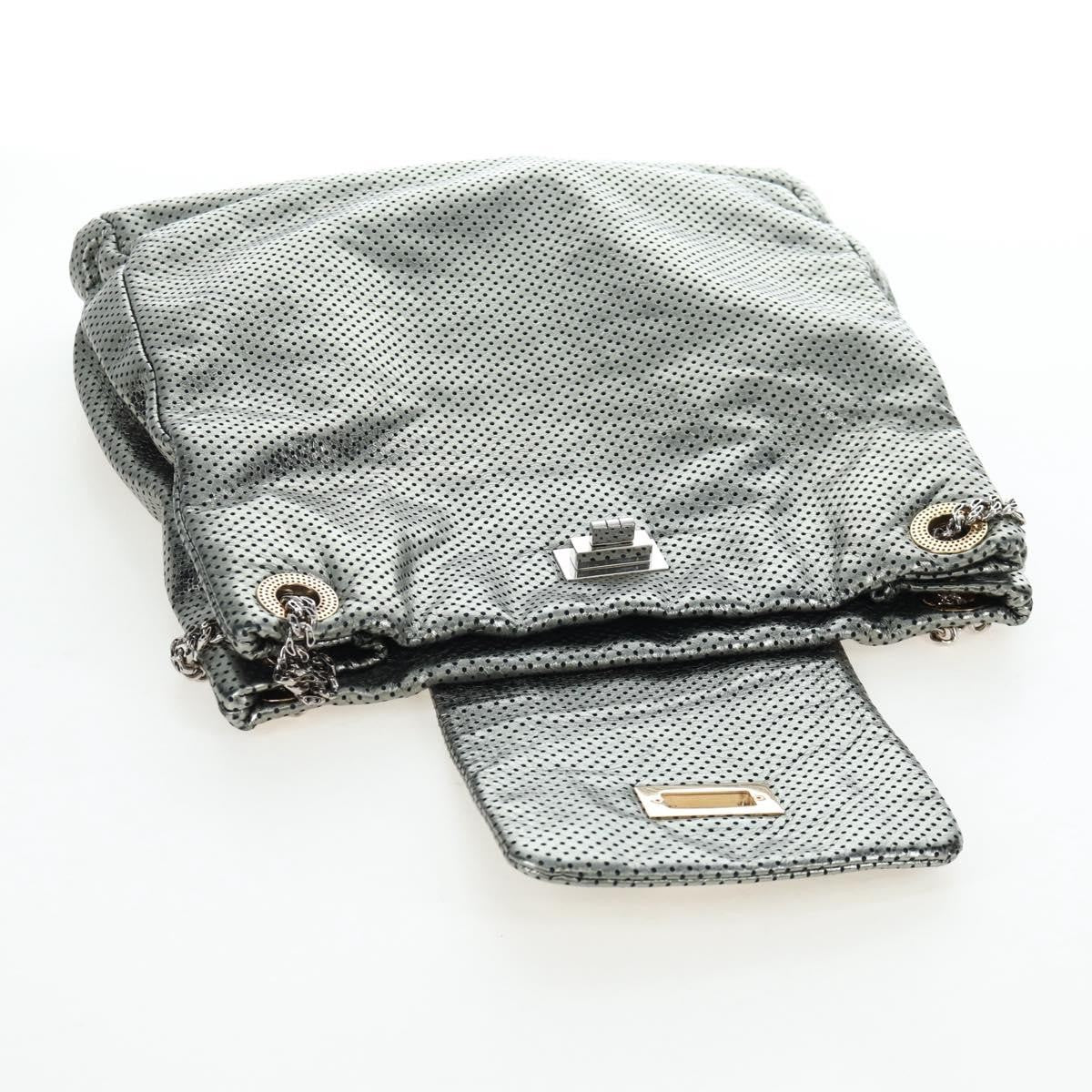 Chanel Drill Perforated Leather, Silver, Leather, Tote Bag