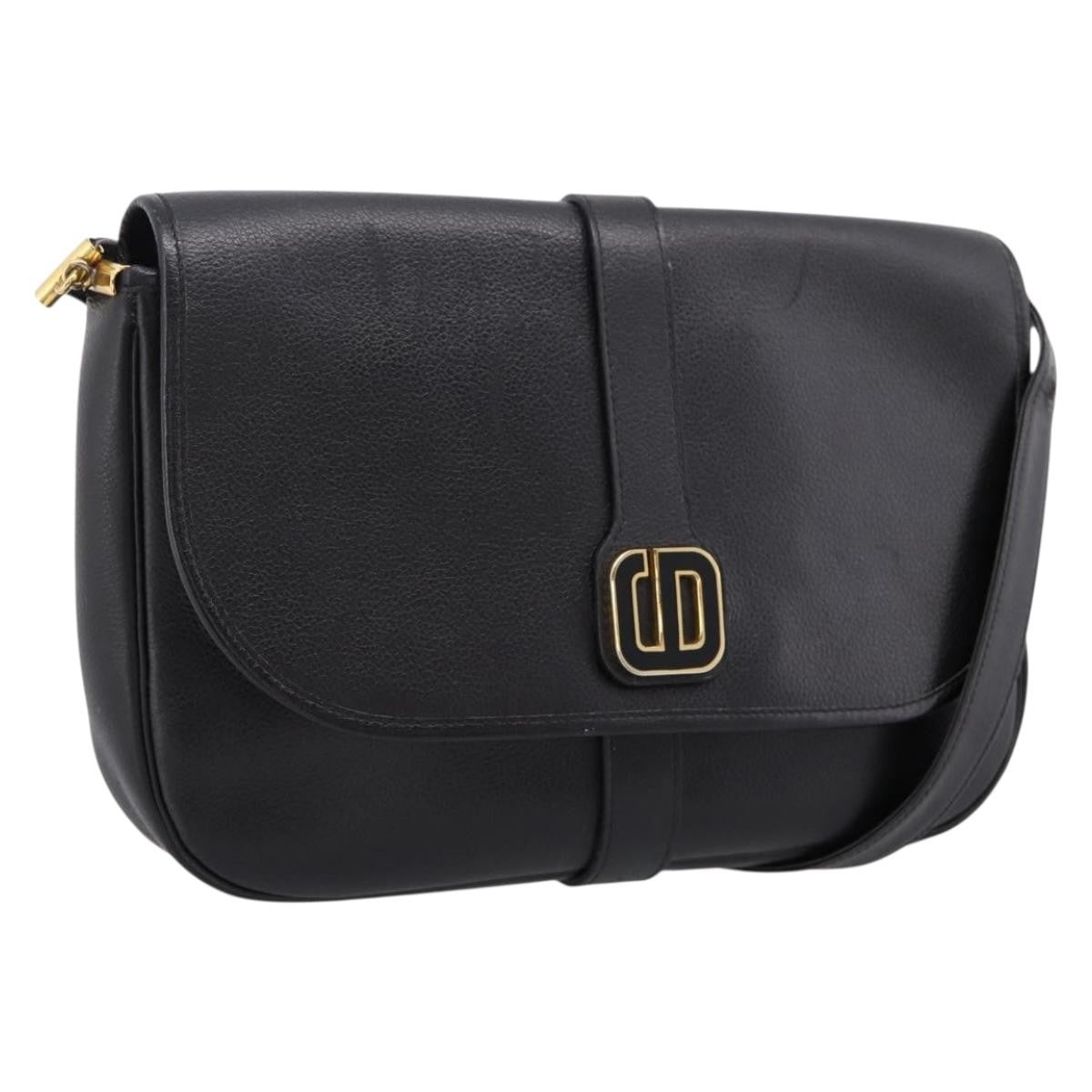 Christian Dior Shoulder Leather, Black, Leather, Shoulder Bag