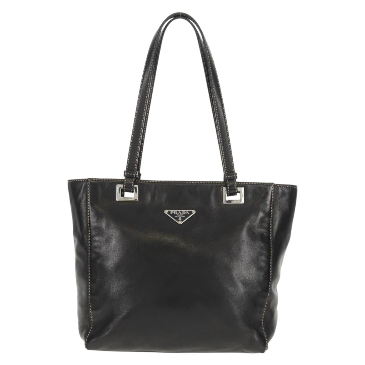 Prada Nappa Acciaio Tote bag, BLACK, LEATHER, Tote bag