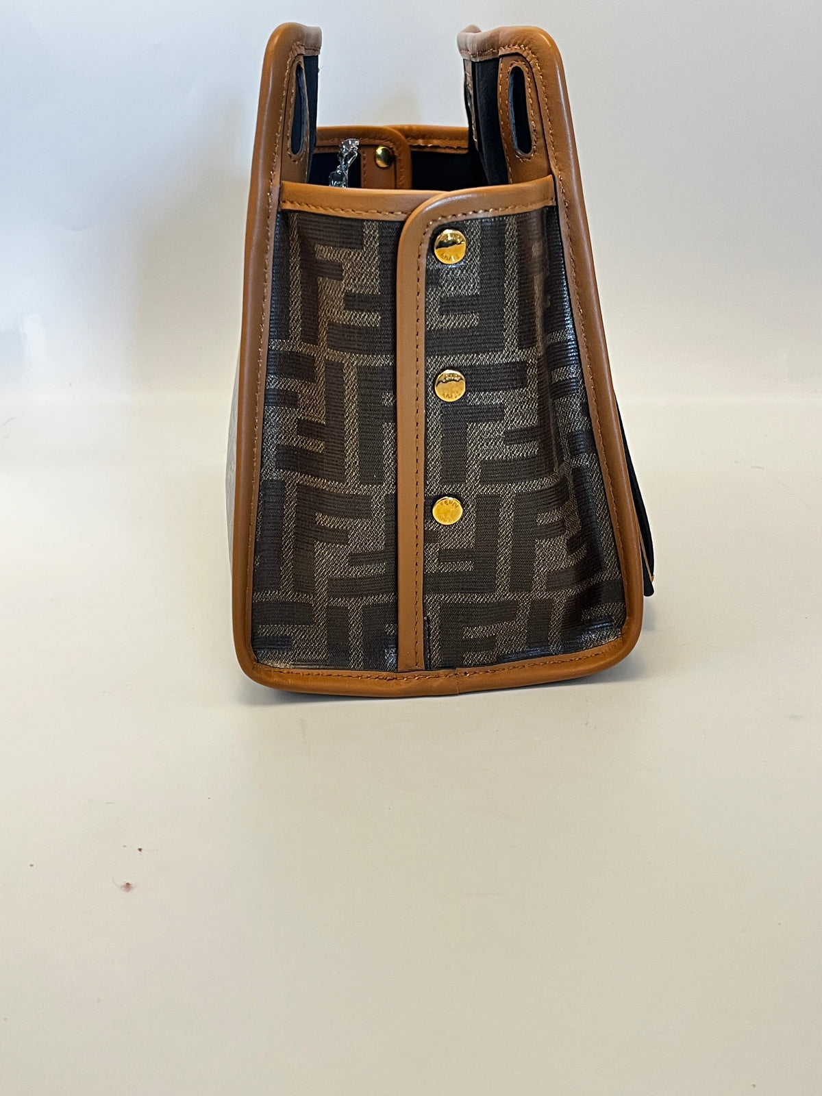Fendi Peekaboo Defender Zucca Coated Canvas, Brown, Canvas, Handbag