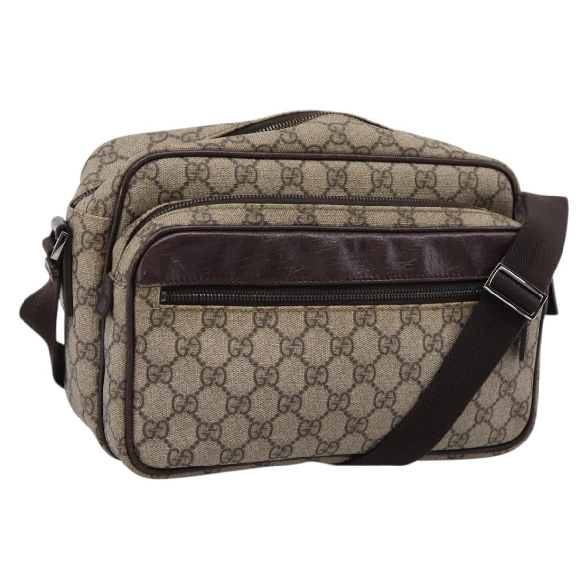 Gucci Front Zip Pocket Messenger GG Coated Canvas, Beige, Canvas, Shoulder Bag