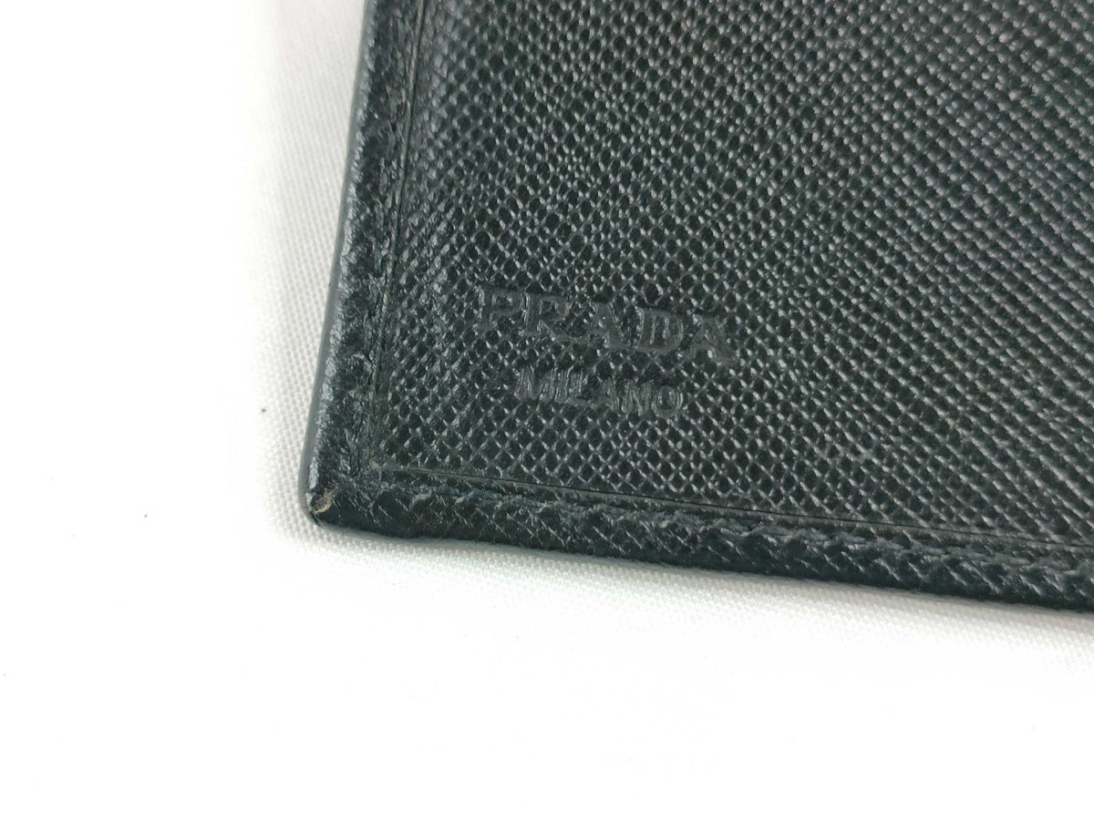 Prada Saffiano bifold Leather, Black, Leather, Wallet