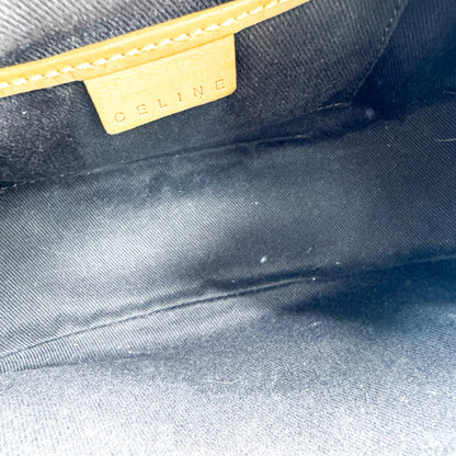 Celine Ava Triomphe Coated Canvas, Black, Canvas, Handbag