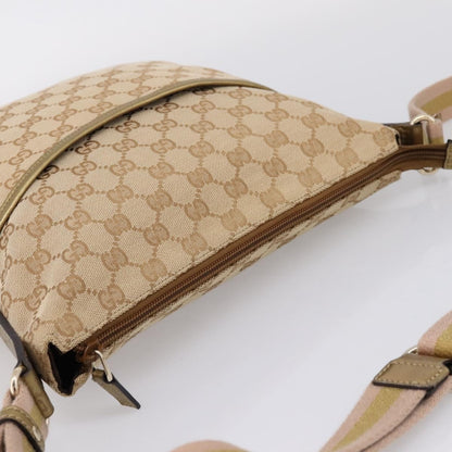 Gucci Zip Messenger GG Canvas with Perforated Leather, Beige, Canvas, Handbag