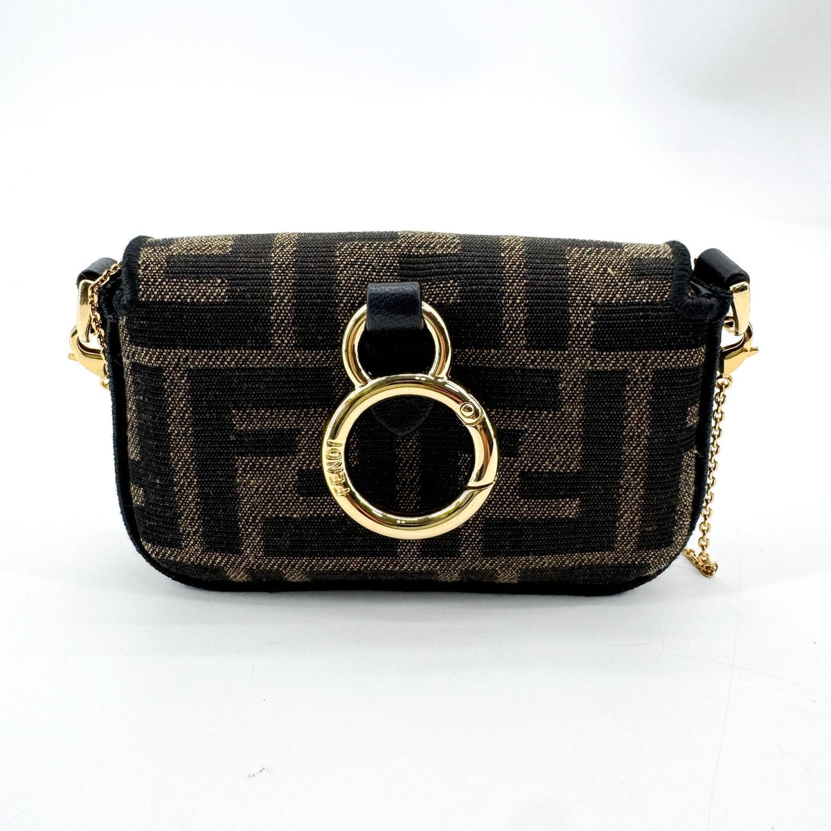 Fendi Baguette NM Zucca Canvas, Black, Canvas, Handbag
