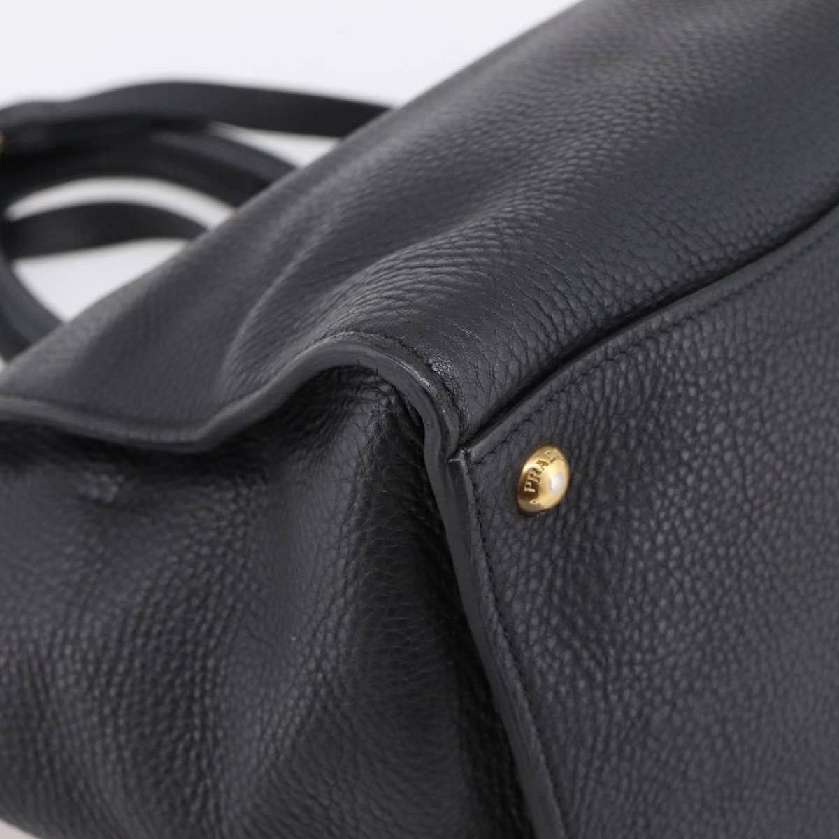 Prada Front Pocket Convertible Vitello Daino, Black, Leather, Tote Bag
