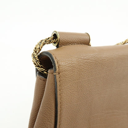 Chloe Elsie Chain Leather, Brown, Leather, Shoulder Bag