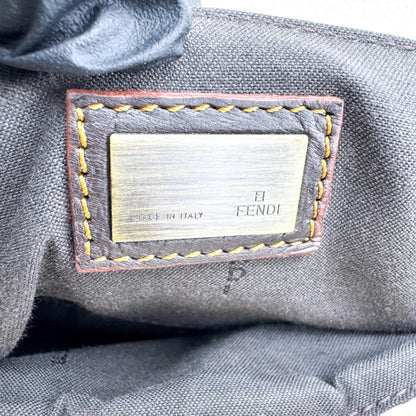 Fendi B. Bag Canvas with Patent, Brown, Canvas, Handbag