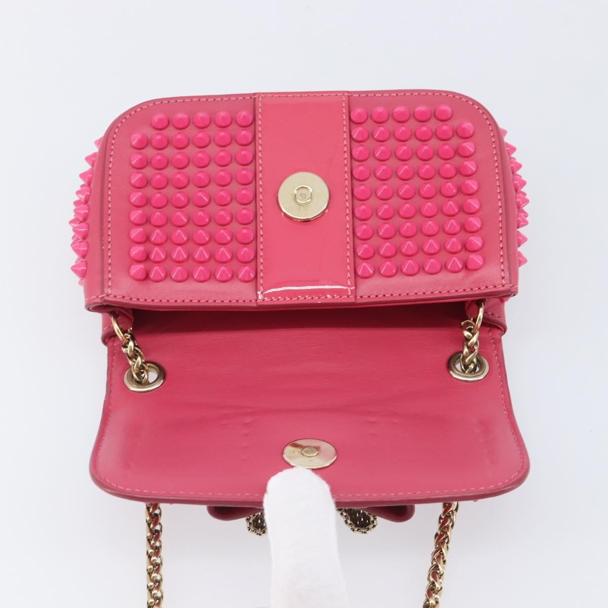 Christian Louboutin Sweet Charity Spiked Leather, Pink, Leather, Crossbody Bag