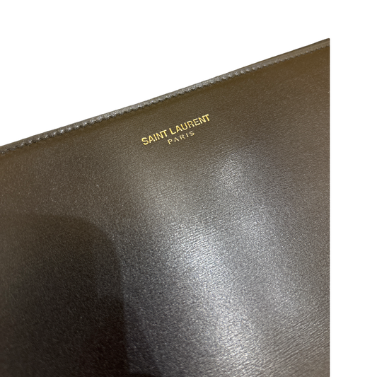 Saint Laurent Zip Pouch Leather, Black, Leather, Wallet