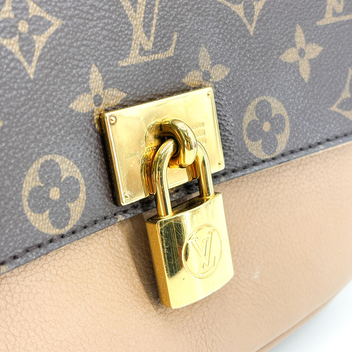 Louis Vuitton Marignan Monogram Canvas with Leather, Brown, Canvas, Handbag