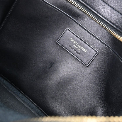 Saint Laurent Monogram Cabas Leather, Black, Calfskin, Tote Bag