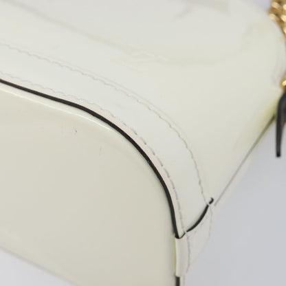 Louis Vuitton Alma Chain Vernis with Monogram Canvas, White, Patent Leather, Handbag