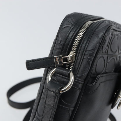 Salvatore Ferragamo Gancini Leather, Black, Leather, Shoulder Bag
