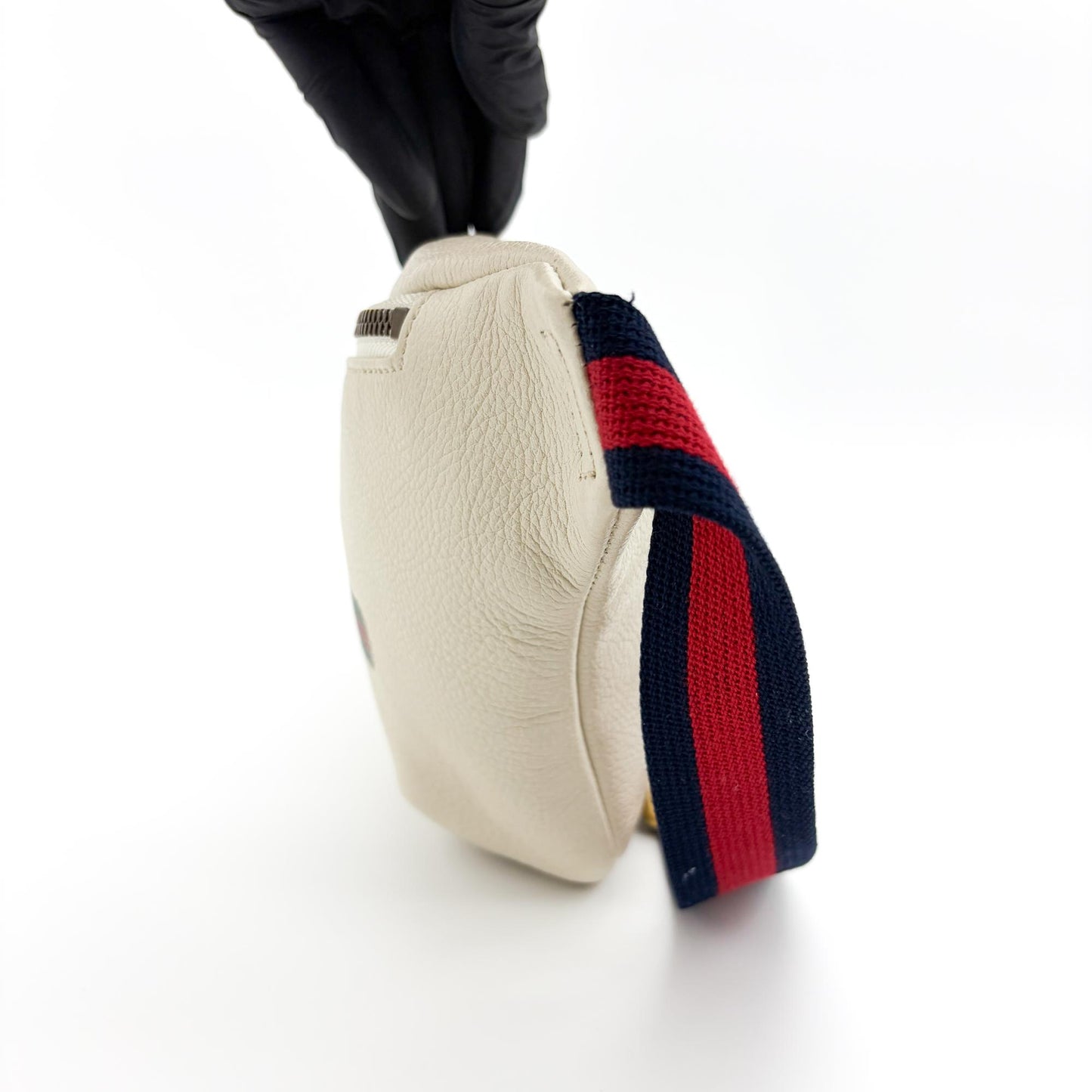 Gucci Logo Belt Bag Printed Leather, White, Leather, Crossbody Bag