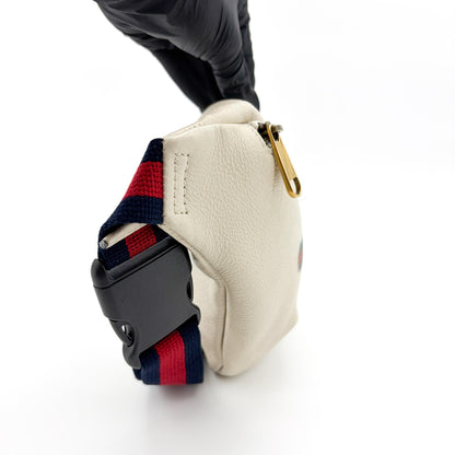 Gucci Logo Belt Bag Printed Leather, White, Leather, Crossbody Bag
