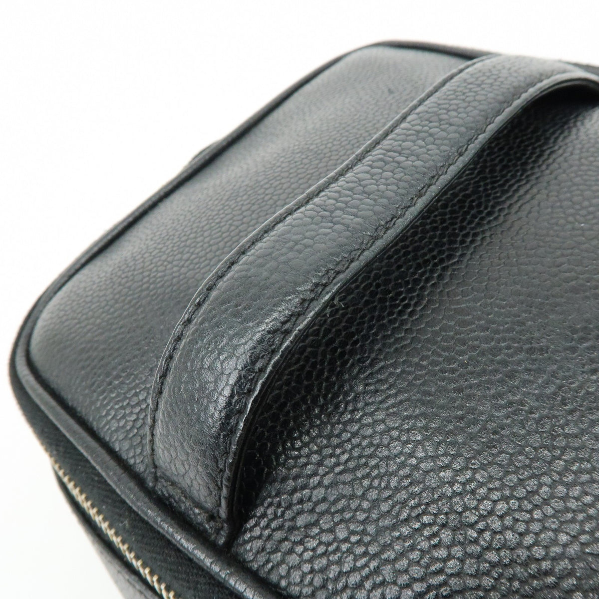 Chanel Vintage Timeless Cosmetic Case Caviar, Black, Leather, Clutch