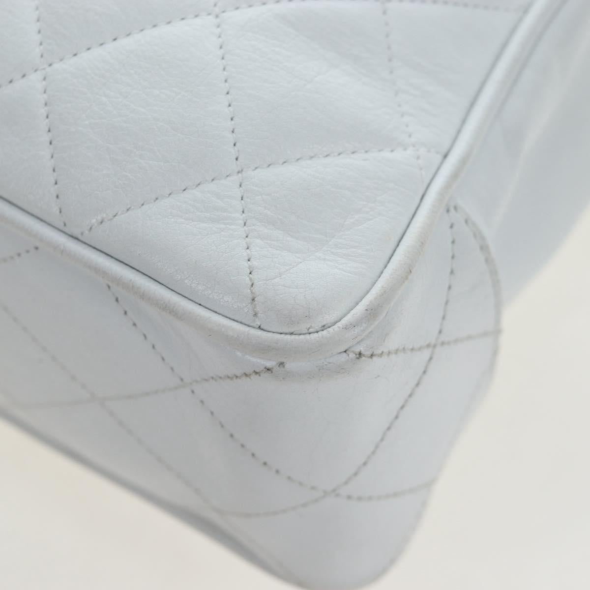 Chanel Shoulder Quilted Leather, White, Leather, Shoulder Bag
