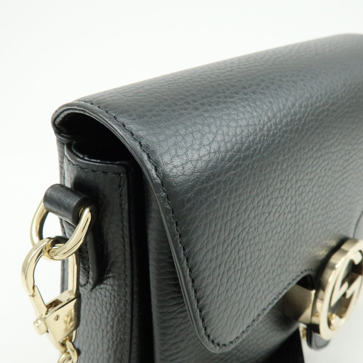 Gucci Interlocking Leather, Black, Leather, Shoulder Bag