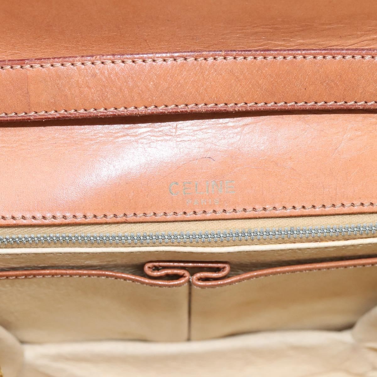 Celine Vintage Macadam Canvas and Leather, Brown, PVC, Shoulder Bag