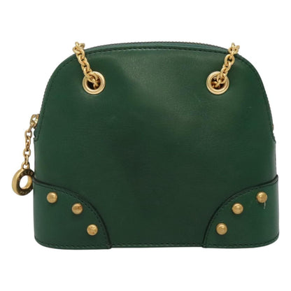 Celine Chain Vertical Quilted Lambskin, Green, Leather, Shoulder Bag
