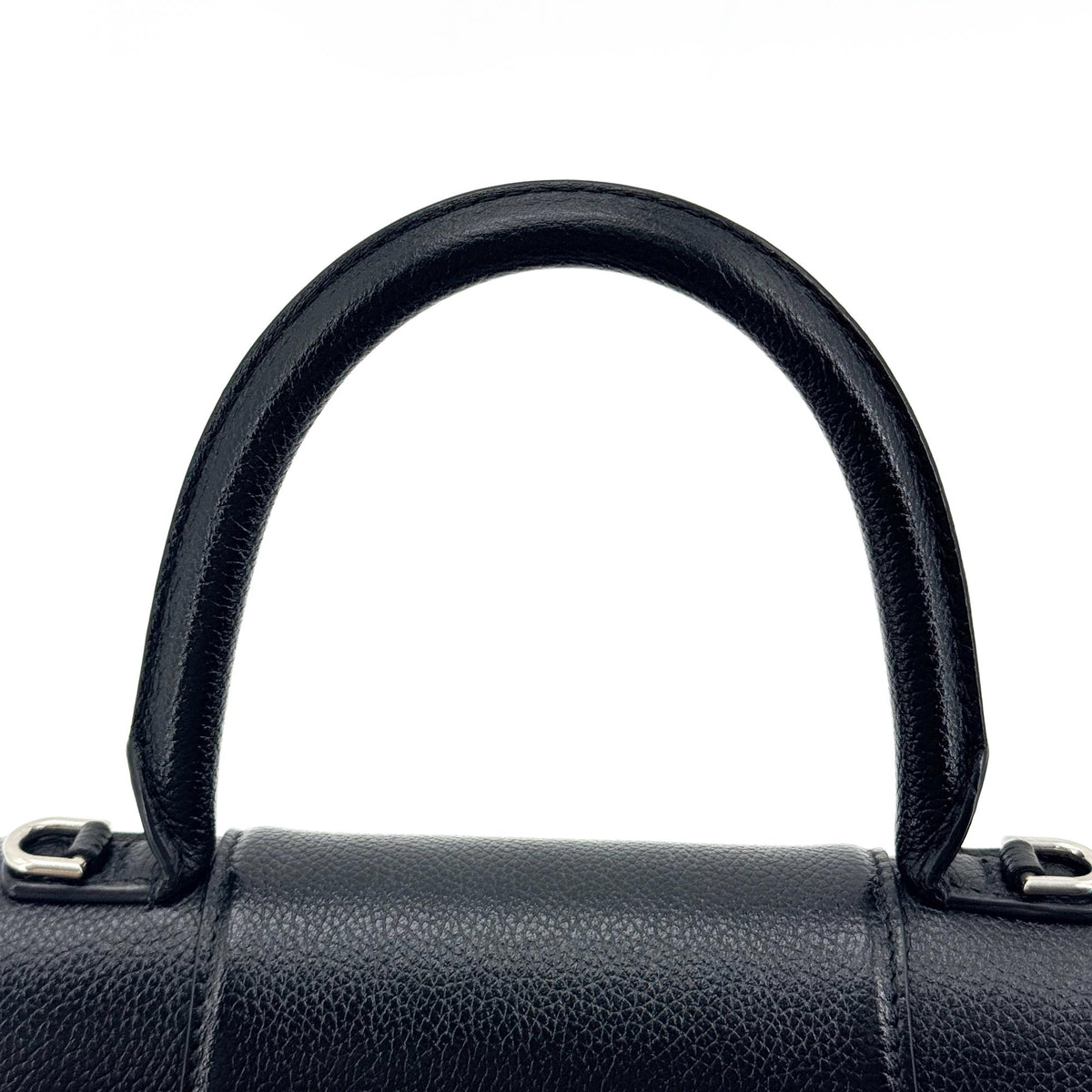 Balenciaga Hourglass Top Handle Leather, Black, Leather, Handbag